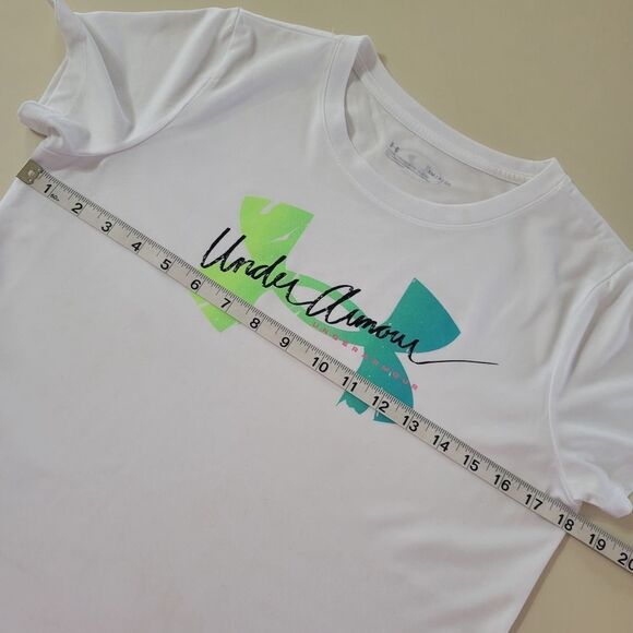 Under Armour Tech Script Graphic Women's White Crewneck Short Sleeve Tee - Picture 5 of 12